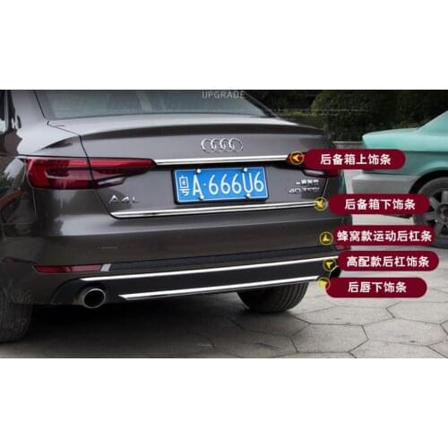 Car stainless steel Rear door tailgate frame Bottom trunk plate trim hoods Fit For Audi A4 A4L 2017 2018