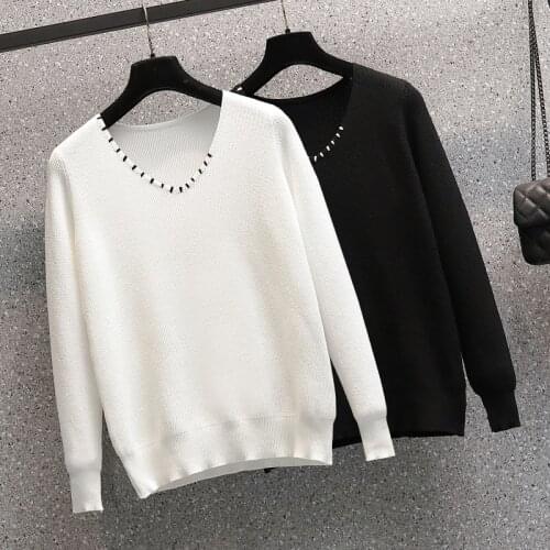 Basic Loose V-Neck Sweater Pullover Women Autumn winter Casual long Sleeve Sweater For women Female Chic Jumpers top