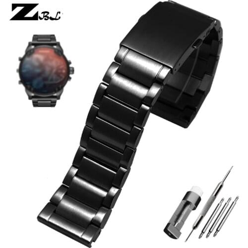 Gold color Stainless steel watchband 22mm 24mm 26mm 28mm mens watch strap solid metal bracelet for DZ7333 DZ4344 watches band