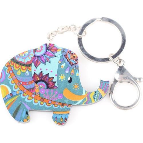 Bonsny 2015 Newest Elephant Marvel Acrylic Key Chain For Keys Women Girl Decorative Keychain Charm Pendant Jewelry Aceessories