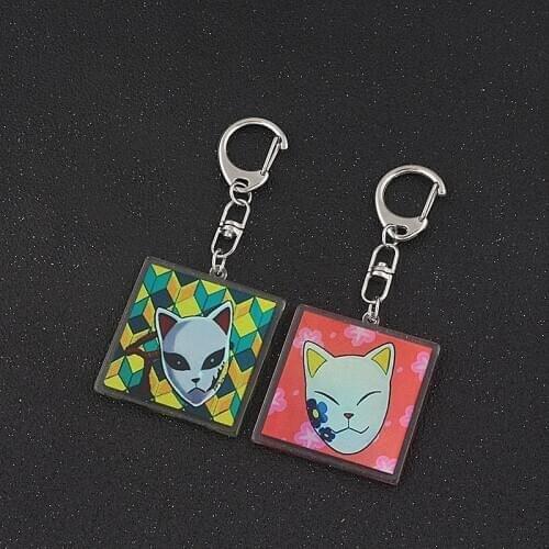 Anime Demon Slayer Kimetsu no Yaiba Acrylic Keychain Tanjirou Nezuko Mask Key Chain for Women Men Fans Cosplay Jewelry