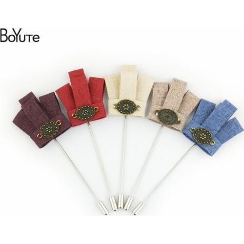 BoYuTe 10Pcs Hand Made Fabric Crown Lapel Pin Mens Clothing Accessories Brooch Pins