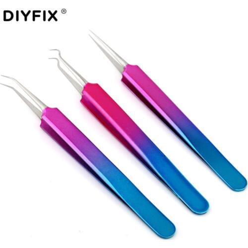 DIYFIX Blackhead Acne Blemish Pimple Extractor Remover Needles Bend Curved Blackhead Acne Clip Tweezer Face Care Hand Toos Setl