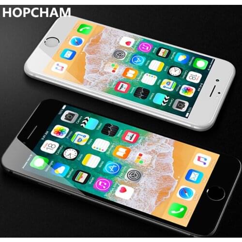 HOPCHAM Full Cover Glass on the For iPhone X XS Max XR Tempered Glass For iPhone 7 8 6 6s Plus 5 5S SE Screen Protector Film