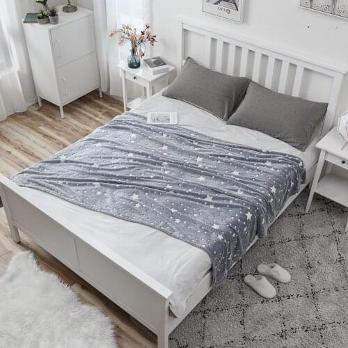Glow in The Dark Stars Printed Throw Blanket Super Soft Fluffy Plush Blanket Baby Blanket Sofa Bedding Larger Blanket Home Decor