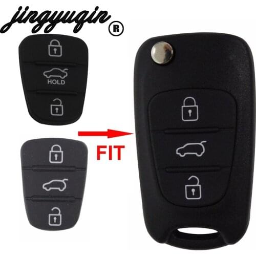 Jingyuqin 3 Buttons New Replacement Rubber Pad Flip Folding Car Remote Key Shell For Hyundai I30 IX35 Kia K2 K5 Key Cover Case