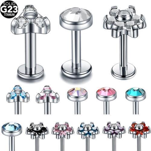 1PC Titanium CZ Tragus Helix Piercings Labret Piercing Lip Rings Piercing Oreja Ear Cartilage Piercings Labret Sexy Jewelry 16G