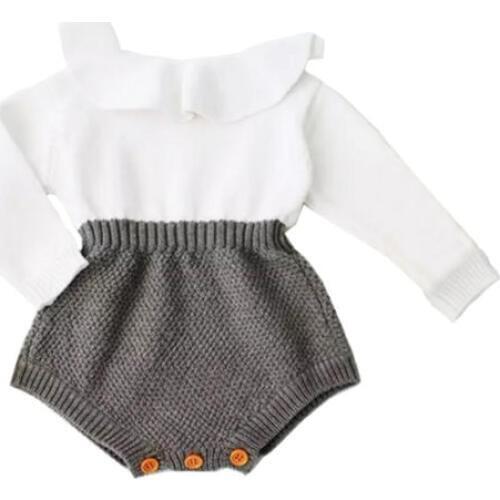 Newborn Baby Girls Rompers Knitted Ruffle Long Sleeve Jumpsuits Baby Kids Romper Warm Knit Sweater Spring Autumn Casual Clothing