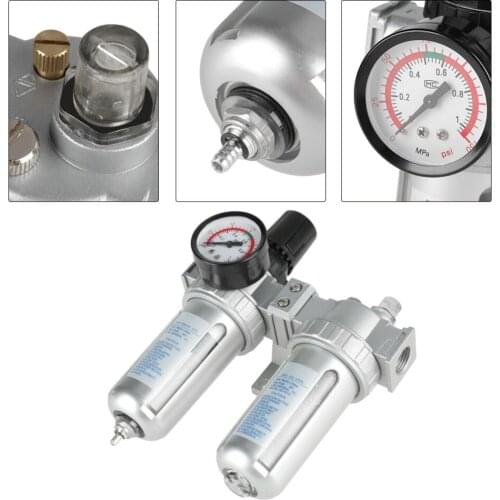 Compressor Filter 1/2in Oil Water Filter Air Pressure Gauge Trap Oil Water Regulator Tools Kit Air Filter Regulator