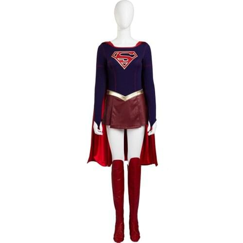 Superhero Kara Zor El Cosplay Costume Jumpsuit Cape Skirt Sexy Women Outfit for Adult Women Halloween Carnival Outfits Any Size