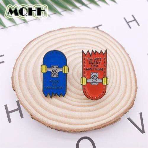 Creative Fun Break Stitching Skateboard Parkour Equipment Enamel Brooch Alloy Badge Denim Clothes Bag Cute Pin Woman Jewelry