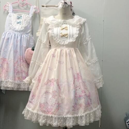 Summer gothic lolita dress Sweet Lolita Dress Japanese soft girls Lolita cat manor lace big skirt swing dress vestido lolita