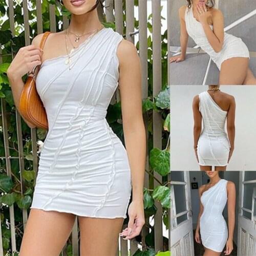 Summer Dress Women Fashion One-Word Neck Sexy Club Slim Mini Dress Women Dress