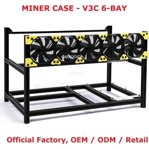 6 GPU V3C Miner Mining Case Rig Aluminum Stackable Open Air Mining Case ETH Frame for Bitcoin Ethereum Miner Kit Unassembled