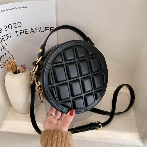 Fashion Small Round Bag 2021 Winter New Cross-body Bag Stone Pattern Small Handbag Shoulder Zipper Handbag Mobile Phone Bag