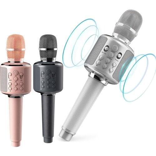 New Bluetooth Handheld Microphone Rechargeable Portable Wireless Karaoke Mic for Home KTV Player party singing Support TF Card