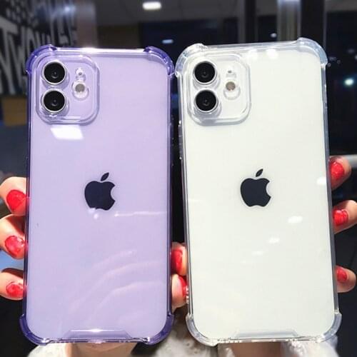 Transparent Anti-fall Silicone Phone Case For iPhone 11 12 Pro X Xr Xs Max 12 Mini SE2 7 8 Plus Soft TPU Bumper Shockproof Cover