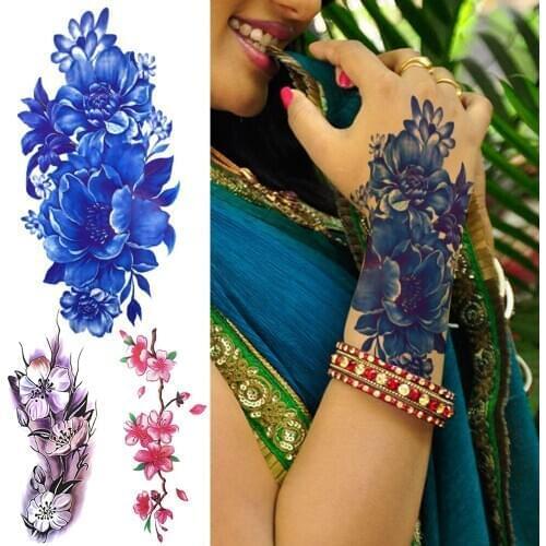 Realistic Peony Flower Temporary For Women Adults 3D Plum Lily Tattoo Sticker Watercolor Fake Flora Transferable Tatoos Paper