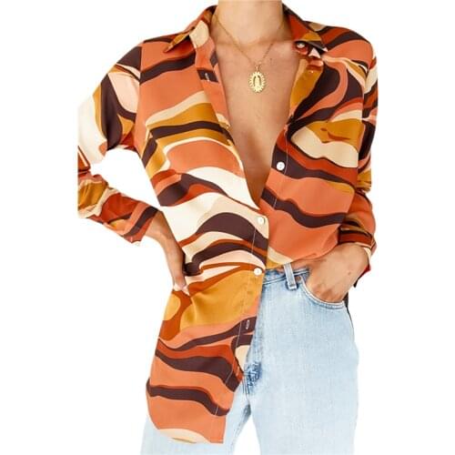 Puloru New Women Button Down Casual Shirts Fashion Abstract/Zebra Print Long Sleeve Loose Tops Spring Autumn Chic Shirts