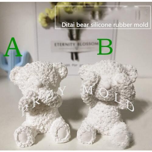 Silicone Mold Solid Aroma Gypsum Mold Teddy Bear Molds Cover Eyes and Mouth Bears Shape Mould Rubber PRZY Eco-friendly 001