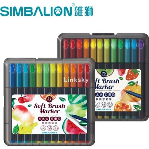 SIMBALION Soft Brush Marker 24/36 Colors, Fine Markers Were Designed To Provide A Wide Variety of Effects ,for Children Painting