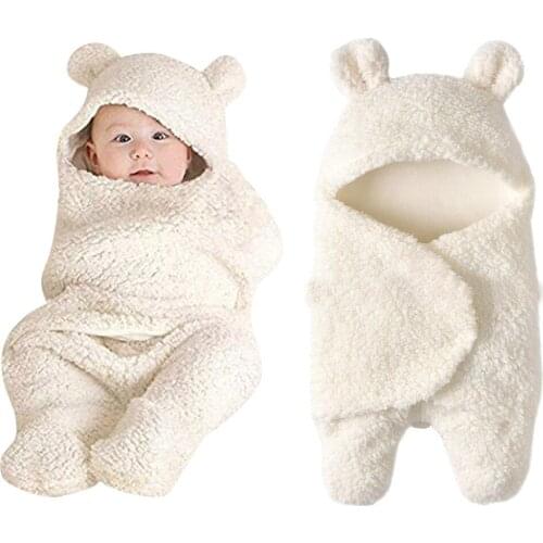 Baby Sleeping Bag Ultra-Soft Fluffy Fleece Newborn Receiving Blanket Infant Boys Girls ClothesSleeping Nursery Wrap Swaddle