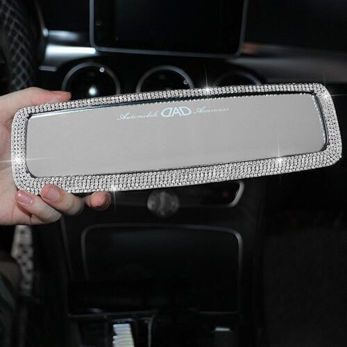 Rearview Mirror Interior Rhinestones Cover Crystal Decoration Diamond Ornament Baby Rearview Mirror Womens Car Accessories