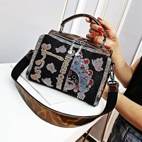 2021 New Handbag Women Rhinestone Print Top Handle Bags Tote Ita Shoulder Bags Crossbody Purses Luxuyr Designer Sac A Main