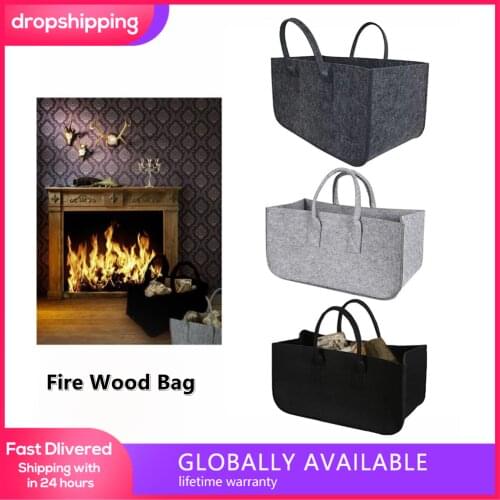 1pc Felt Storage Bag Fireplace Wood Organizer Bags Shopping Basket Magazine Rack Firewood Pocket Bag
