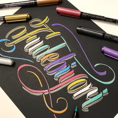 1pc ZIG Kuretake FUDEBIYORI Soft Metal Brush Pens Watercolor Marker Pens Painting Lettering Pens Japanese 57 Colors Optional