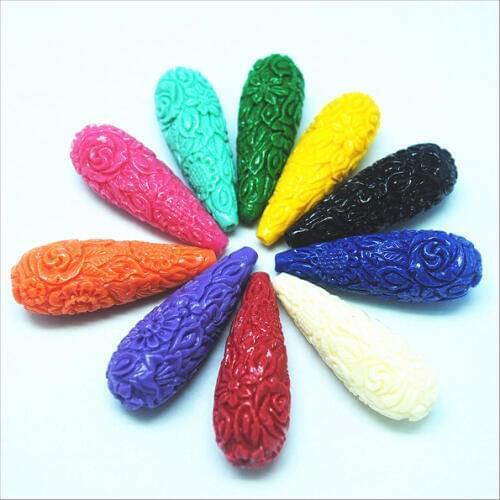 10pcs new clay beads carving flower diy beads for earring tear drop making good choices and lovely for women earring studs 15x40