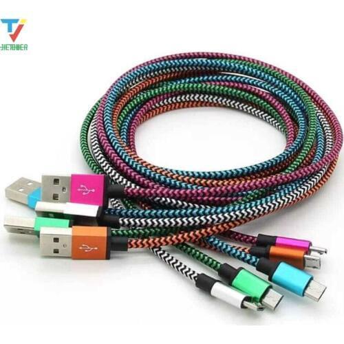 100pcs/lot 1M/2M/3M Aluminium Fabric Type-C micro 5pin 8pin usb cable Date Sync Charger Cable for Sumsung Iphone 8 7 wholesale