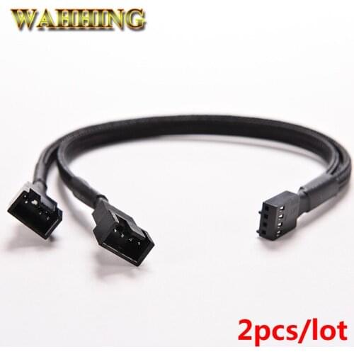 2pcs Computer Case Fan Power Cable 4Pin PWM To Dual 4P PWM Computer Case Fan Power Sleeved Splitter Adapter Cable 25cm HY1592