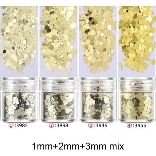 4pots Champagne1-3mm Mix UV Resin Mold Filling Decroation Loose Sequins Nail art Diy Resin Crafts supplies for Jewelry t