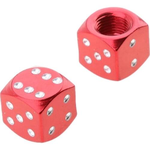 4x Dice Car Truck Motor Bike ATV Tire Air Valve Stem Caps Wheel Rims Red