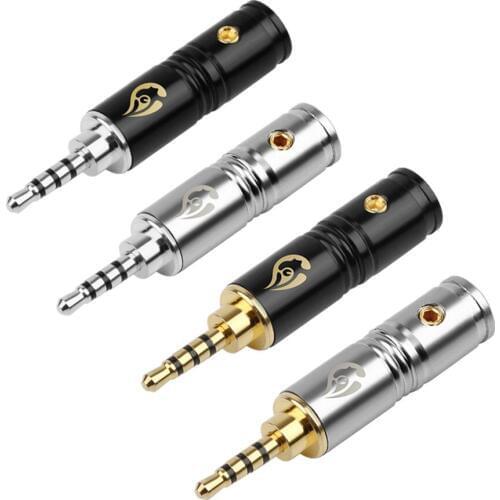 5PCS Hifi 2.5mm Audio Jack 4 Pole Stereo Soldering Headphone Jack Rhodium Plated Copper Earphone Wire Connector Audio Adapter