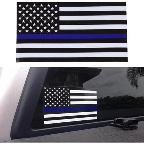 6.5 * 11.5CM Police Officer Blue Line American Flag Sticker Decal Stickers Creative Decoration Decorative Bicycle Q3B4