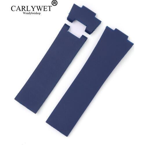 CARLYWET 25*12mm Blue Waterproof Silicone Rubber Replacement Wrist Watch Band Strap Belt