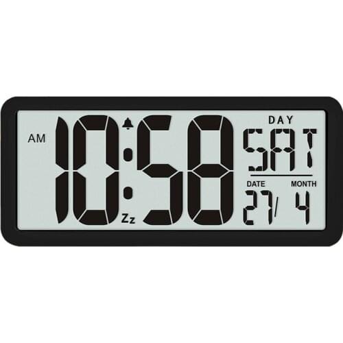 Extra Large Vision Digital Wall Clock Jumbo Alarm Clock 13.8" LCD Display Alarm Calendar Indoor Temperature Battery Powered