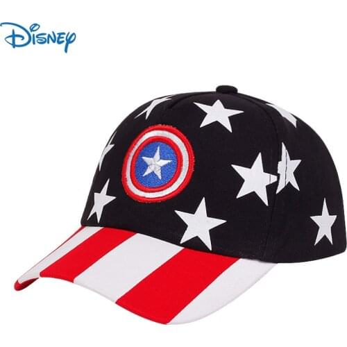 Disney Marvel Childrens Cap Captain America Shield Superhero White Five-Pointed Star Baseball Cap Adjustable Sun Hat Casual Hat