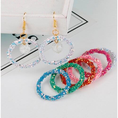 DIY Handmade Earrings Material Sequins Glitter Simple Geometry Connectors Charms Pendant Ring Earrings Accessories