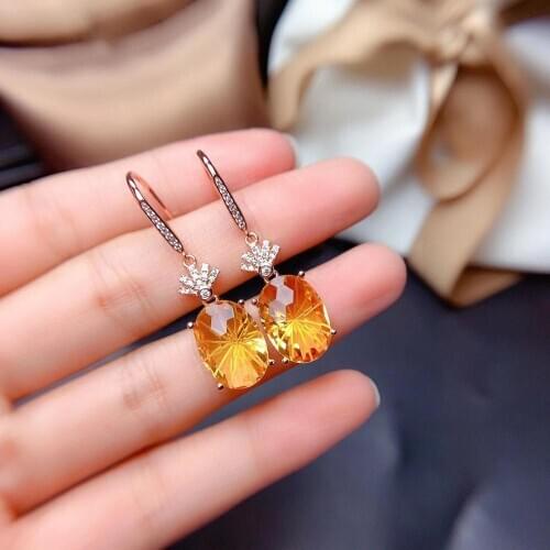 Elegant Gift for the Party New Trendy Citrine Earring 925 Sterling Silver Fahshion 100% Natural and Real Citrine Earring