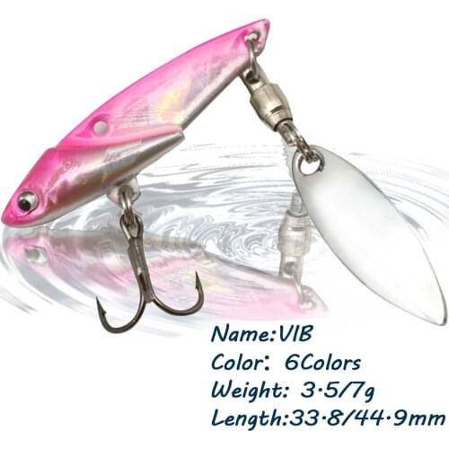 GOBYGO 1PCS 3.5g/7.0g Vibration Fishing Lure VIB Fishing Baits Hard Baits With Rotating Sequins Wobbler Fishing Tackle 3D Eyes
