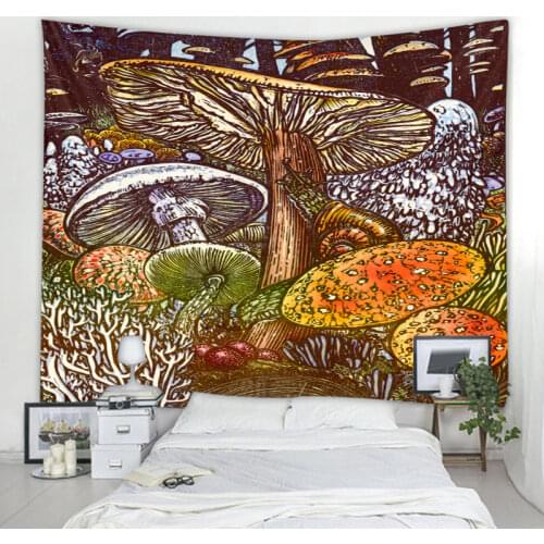 Mushroom psychedelic abstract tapestry art deco blanket curtains hanging home bedroom living room decoration polyester hippie