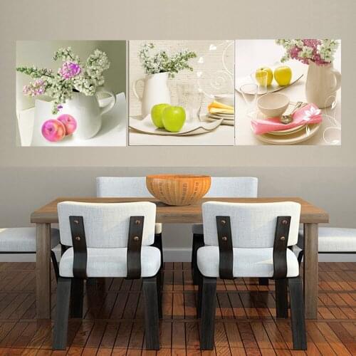 Canvas Paintings For Kitchen Fashion Popular 3 Panel Fruit Wall Modern Flowers Modular Art Decorative Pictures For Living Room
