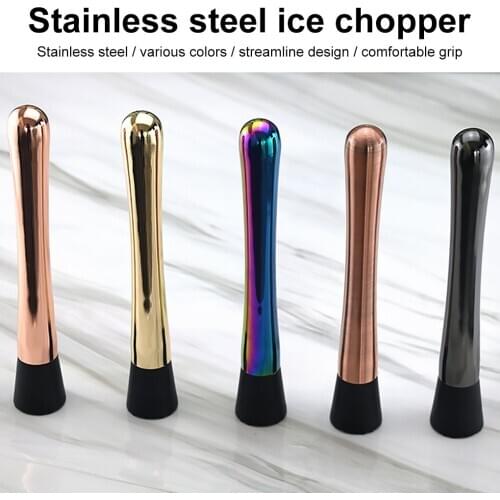 Cocktail Muddler Stainless Steel Cocktail Muddler Ice Crusher Wine Mixing Stick Bars Catering Home Tool