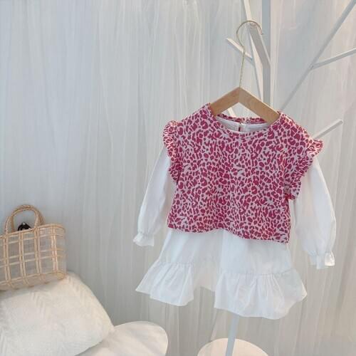 2 3 4 5 6 Y Toddlers Girls Dress Set Girl Clothes Set Autumn New Arrival Kids Print Vest White Ruffle Dress 2 Pcs Set for Girl