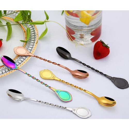 Creative spiral long handle bar stir spoon 304 stainless steel mixing cocktail spoon bartender bar tools free shipping SN2260