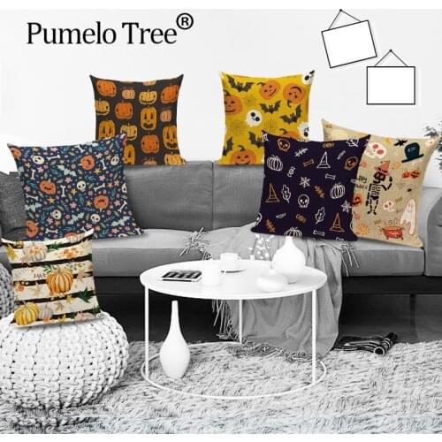 45x45cm Halloween Pillows Cover Decor Pumpkin Ghost Pillow Cases Sofa Bed Festival Cushion Cover Home Decor Poszewka Dekoracyjna