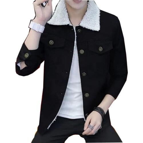 Autumn and winter plus velvet new hot selling denim jacket male Korean student mens slim denim jacket male